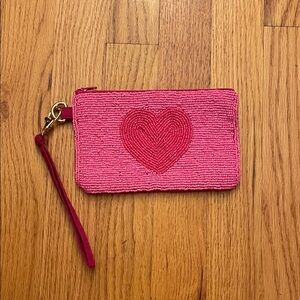 Elegant Pink Heart Beaded Wristlet